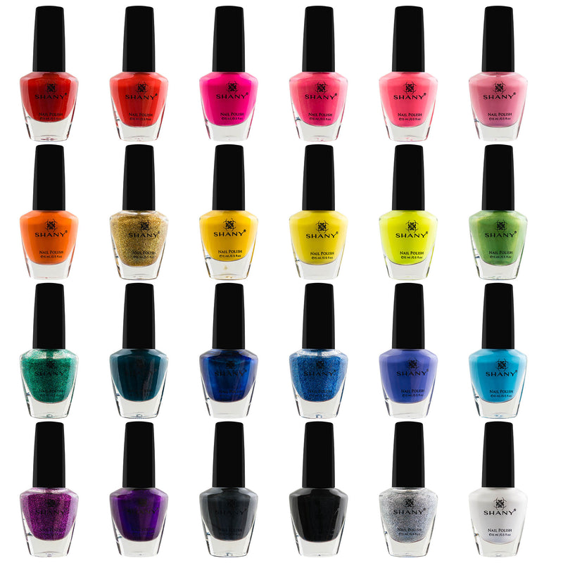 SHANY Cosmopolitan DIY Nail Polish set - Nail Lacquer Quick Dry, Full Size, Vibrant, Colorful, Trendy, Glitter, Glossy, Metallic, Matte Nail Art Nail Shades - 24 Colors Nail Polish Bulk - SHOP - NAIL POLISH - ITEM# SH-NP24-A-PARENT