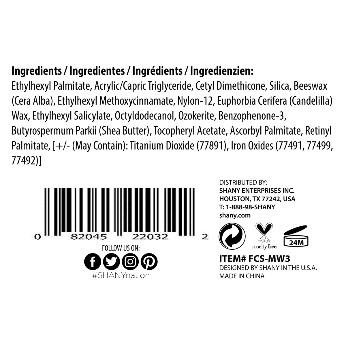 SHANY Crème Concealer Stick - Paraben Free- MW3