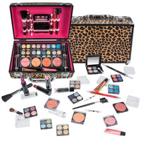 SHANY Carry All Make up Train Case with Pro Makeup Set , Beauty Brushes, Lipsticks, Eye Shadows, Blushes, Powders, and more - Reusable Cosmetics Storage Organizer - Premium Gift Packaging - Leopard - SHOP LEOPARD - MAKEUP SETS - ITEM# SH-10402-LP