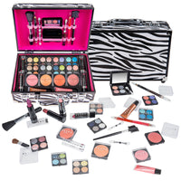 SHANY Carry All Make up Train Case with Pro Makeup Set , Beauty Brushes, Lipsticks, Eye Shadows, Blushes, Powders, and more - Reusable Cosmetics Storage Organizer - Premium Gift Packaging - Zebra - SHOP ZEBRA - MAKEUP SETS - ITEM# SH-10402-ZB