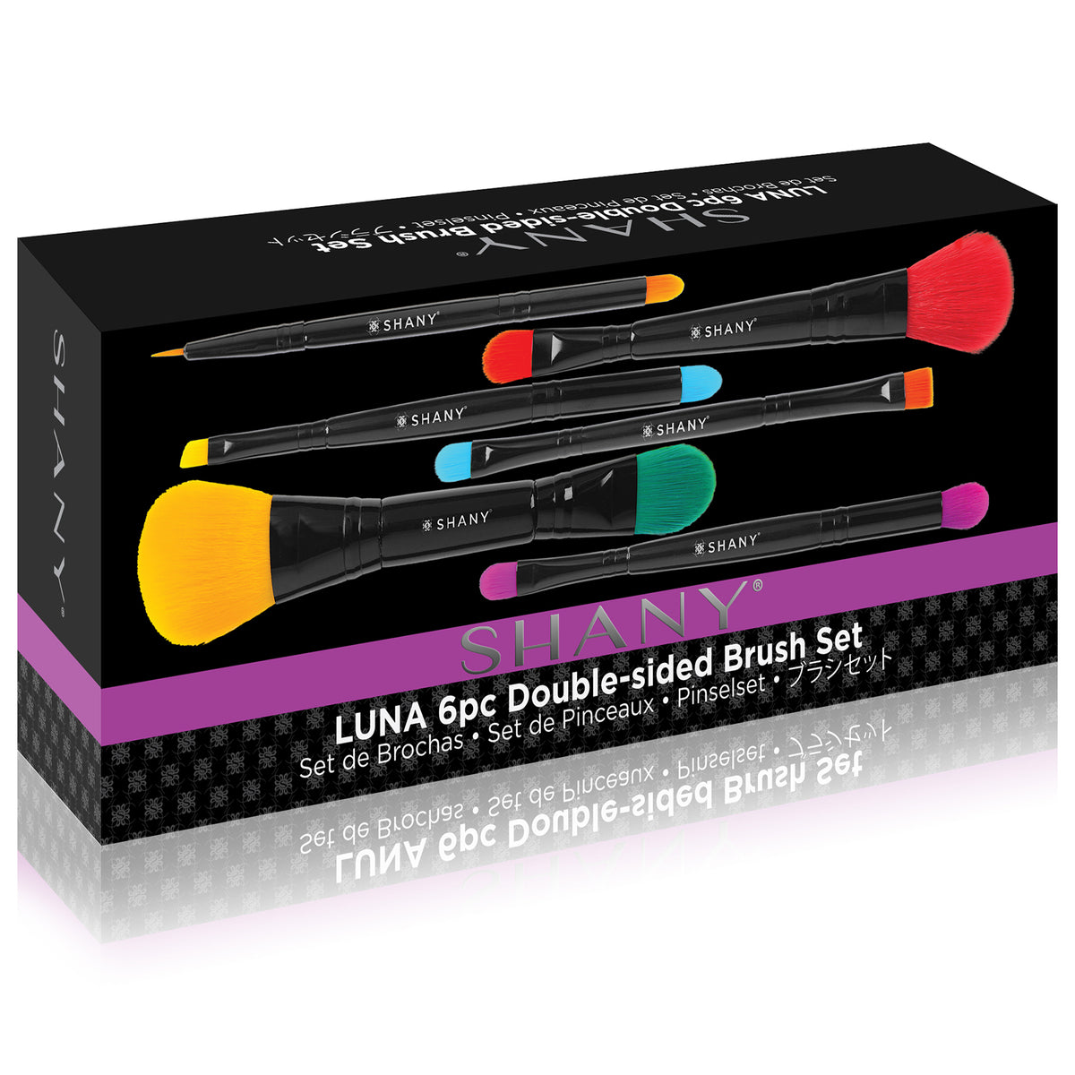 SHANY LUNA 6 PC Double Sided Travel Brush Set - LUNA - ITEM# SH-BR001-BK - makeup contour brush set Holiday gift for her mom,it cosmetics brushes BH brush set BS-MALL Makeup,morphe brush set Makeup Brushes Premium Synthetic,cosmetics brush set applicator makeup brush sets,makeup brush set with case Zoreya brush bag makeup - UPC# 810028463813