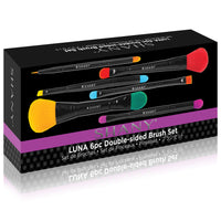 SHANY LUNA 6 PC Double Sided Travel Brush Set - LUNA - ITEM# SH-BR001-BK - makeup contour brush set Holiday gift for her mom,it cosmetics brushes BH brush set BS-MALL Makeup,morphe brush set Makeup Brushes Premium Synthetic,cosmetics brush set applicator makeup brush sets,makeup brush set with case Zoreya brush bag makeup - UPC# 810028463813