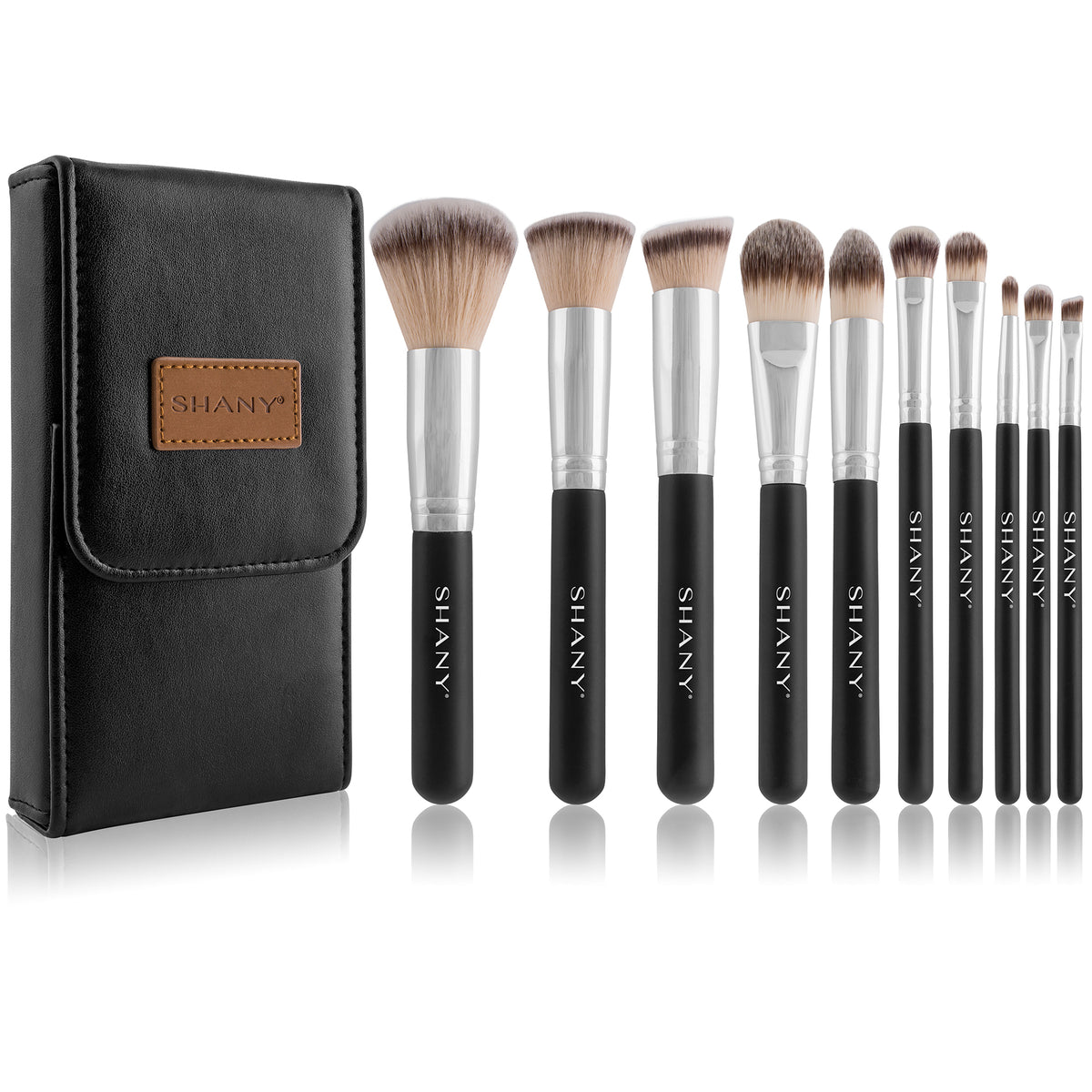 SHANY Makeup Brush Set Black OMBRE Pro 10 Piece Essential Professional Make up Brush Set - Foundation Powder Concealers Eye Shadow Brushes with Cosmetics Brush Travel Case - Upgraded - SHOP OMBRE - BRUSH SETS - ITEM# SH-BR002-BK