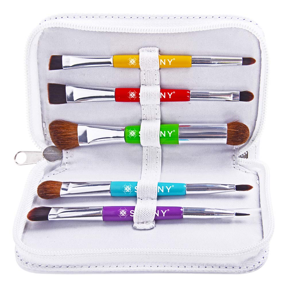 SHANY DOUBLE TROUBLE - MINI MAKEUP BRUSH SET - MULTI-COLORED - ITEM# SH-BR003 - makeup contour brush set Holiday gift for her mom,it cosmetics brushes BH brush set BS-MALL Makeup,morphe brush set Makeup Brushes Premium Synthetic,cosmetics brush set applicator makeup brush sets,makeup brush set with case Zoreya brush bag makeup - UPC# 723175176904