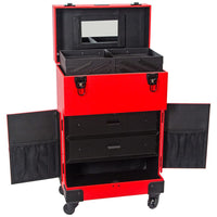 SHANY Large Travel Makeup Case with Mirror - RED