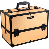 SHANY Essential Pro Makeup Train Case Cosmetic Box Portable Makeup Case Cosmetics Beauty Organizer Jewelry storage with Locks , Multi Compartments Makeup Box and Shoulder Strap - Black Rose - SHOP BLACK ROSE - MAKEUP TRAIN CASES - ITEM# SH-C005-RB