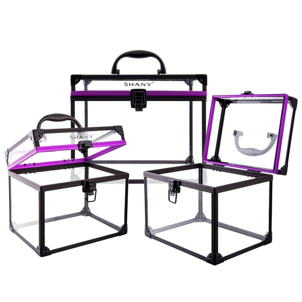 SHANY Clear Cosmetics and Toiletry Train Case - - ITEM# SH-CC0080-PARENT - Makeup train cases bag organizer storage women kit,Professional large mini travel rolling toiletry,Joligrace ollieroo seya soho cosmetics holder box,Salon brush artist high quality water resistant,Portable carry trolley lipstic luggage lock key - UPC# 700645942191