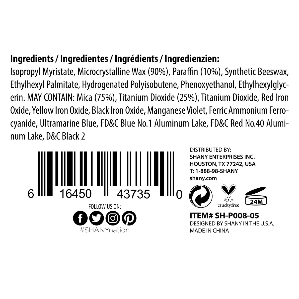 SHANY SLIM LINER EYE PENCIL - PARADISE