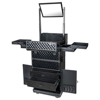 SHANY REBEL Series Trolley Makeup Case - BLACK - ITEM# SH-REBEL-PARENT - Rolling cosmetics cases Makeup Case with wheels,Cosmetics trolley makeup artist case storage bag,Seya just case aluminum makeup case display set,professional makeup organizer gift idea Makeup bag,Portable carry trolley lipstic luggage lock key - UPC#