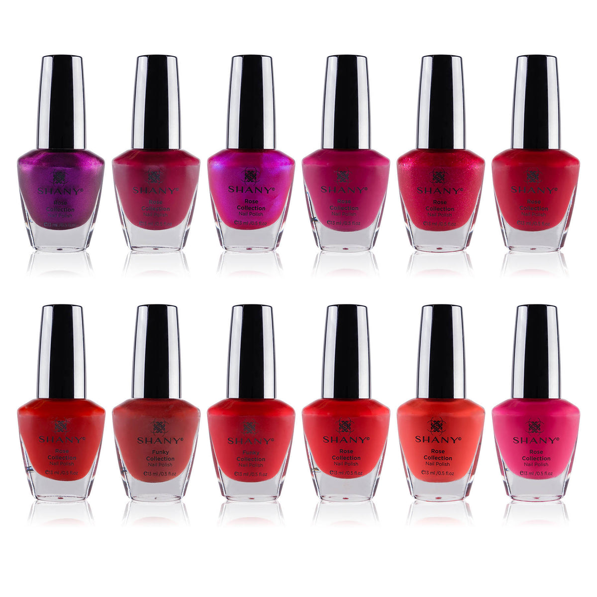SHANY DIY Nail Polish Set - Quick Dry Nail Lacquer Kit, Vibrant & Colorful DIY Collection, Semi Glossy, Shimmery & Matte Finishes - Full Size - 12 Colors - Rose - SHOP ROSE - NAIL POLISH - ITEM# SH-SHNN-1