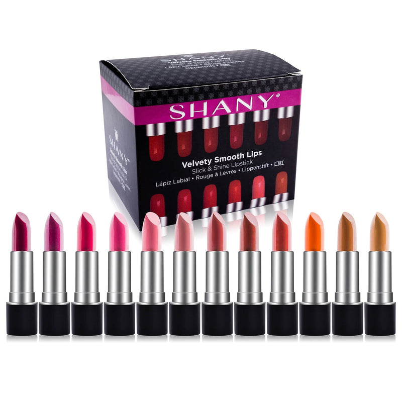 SHANY Slick & Shine Multi-Colored Lipstick Set - 12 Matte Lip Colors Long Lasting & Moisturizing Lip Shades In A Premium Packaging Gift Box with Vitamin E and Aloe Vera. - SHOP  - LIPSTICKS - ITEM# SH0012LP