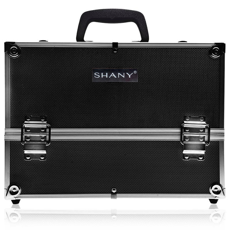 SHANY Essential Pro Makeup Train Case - Jet Black - JET BLACK - ITEM# SH-C005-BK - Makeup train cases bag organizer storage women kit,Professional large mini travel rolling toiletry,Joligrace ollieroo seya soho cosmetics holder box,Salon brush artist high quality water resistant,Portable carry trolley lipstic luggage lock key - UPC# 765573986006