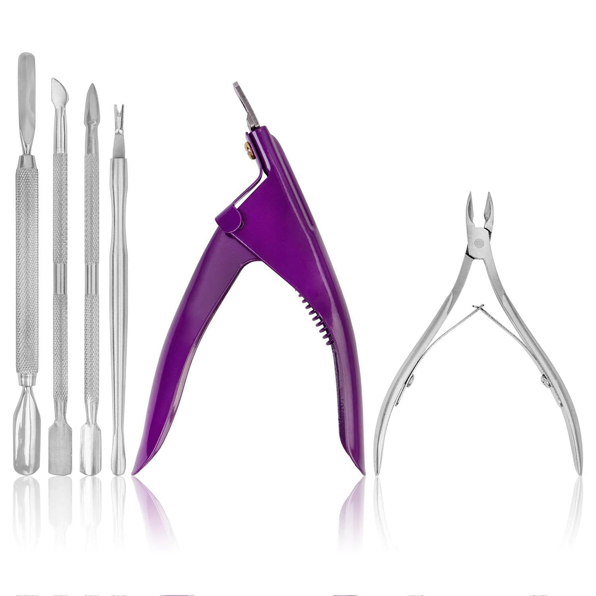 SHANY Premium Manicure-Pedicure Tool Set - All in one Nail Care Kit Stainless Steel Nail Edge Cutter, Cuticle Clipper, Cuticle Pusher, Double Edged Nail Scrapper Trimmer and Cleaner. - SHOP  - MANICURE/PEDICURE - ITEM# SH-MANI-6PC-L