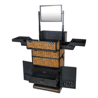 SHANY REBEL Series Trolley Makeup Case - Leopard - LEOPARD - ITEM# SH-REBEL-LP - Rolling cosmetics cases Makeup Case with wheels,Cosmetics trolley makeup artist case storage bag,Seya just case aluminum makeup case display set,professional makeup organizer gift idea Makeup bag,portable makeup carry on cosmetics organizer light - UPC# 723175177567