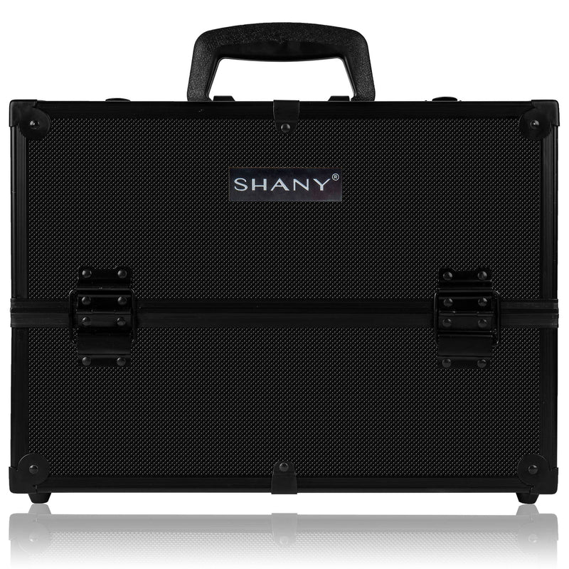 SHANY Essential Pro Makeup Train Case - All Black - ALL BLACK - ITEM# SH-C005-BKBK - Makeup train cases bag organizer storage women kit,Professional large mini travel rolling toiletry,Joligrace ollieroo seya soho cosmetics holder box,Salon brush artist high quality water resistant,Portable carry trolley lipstic luggage lock key - UPC# 616450441371