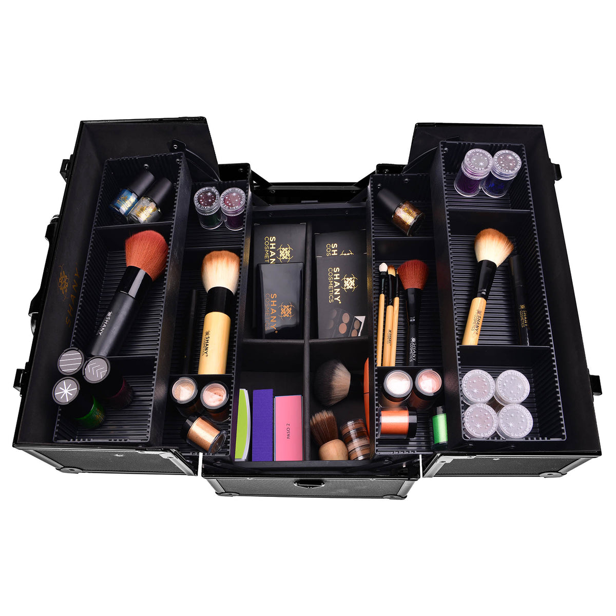 SHANY Essential Pro Makeup Train Case - All Black - ALL BLACK - ITEM# SH-C005-BKBK - Best seller in cosmetics MAKEUP TRAIN CASES category