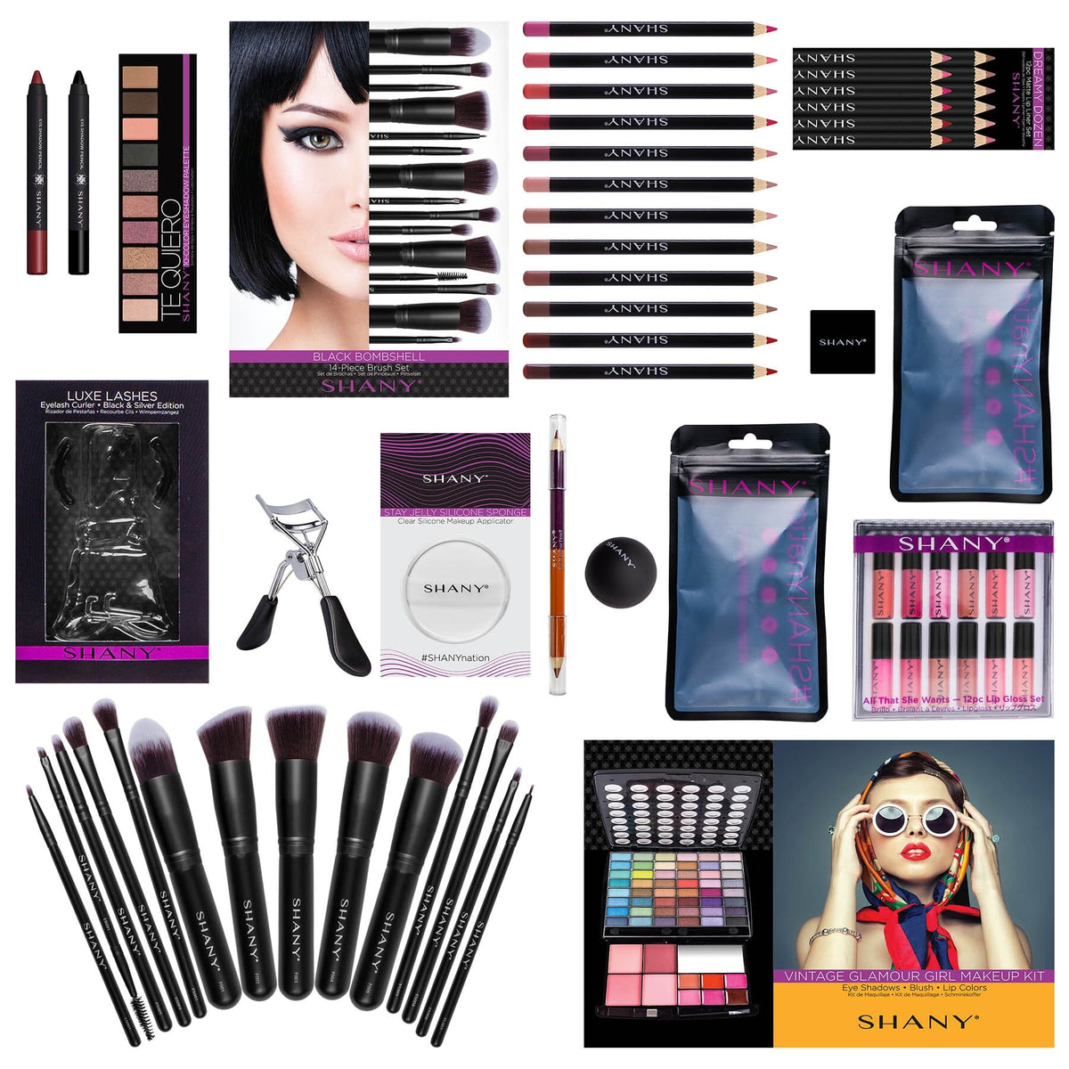 SHANY Holiday Makeup Bundle Set -  - ITEM# SH-BUNDLE-7 - Makeup set train case Pre teen teens makeup set,first makeup set girls makeup 6 7 8 9 10 years old,Holiday Gift Set Beginner Makeup tools brush sets,Mothers day gift makeup for her women best gift,Christmas gift Dress-Up Toy pretend Makeup kit set - UPC# 700645942177