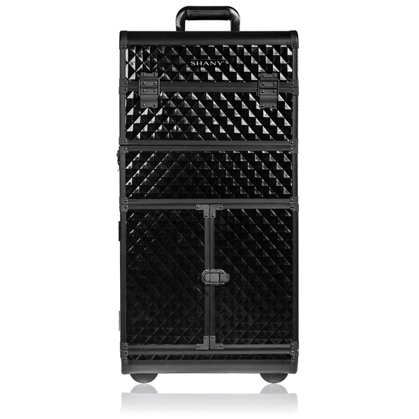 SHANY REBEL Series Pro Makeup Artists Rolling Train Case - Trolley Case - Curious Black Cat - SHOP BLACK - ROLLING MAKEUP CASES - ITEM# SH-REBEL-BK