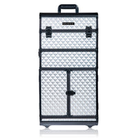 SHANY REBEL Series Pro Makeup Artists Rolling Train Case - Trolley Case - Metallic Bond - SHOP SILVER - ROLLING MAKEUP CASES - ITEM# SH-REBEL-SL