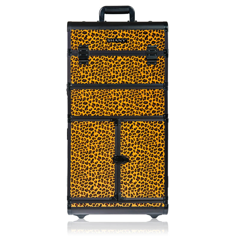 SHANY REBEL Series Pro Makeup Artists Rolling Train Case - Trolley Case - Spring Cheetah - SHOP LEOPARD - ROLLING MAKEUP CASES - ITEM# SH-REBEL-LP