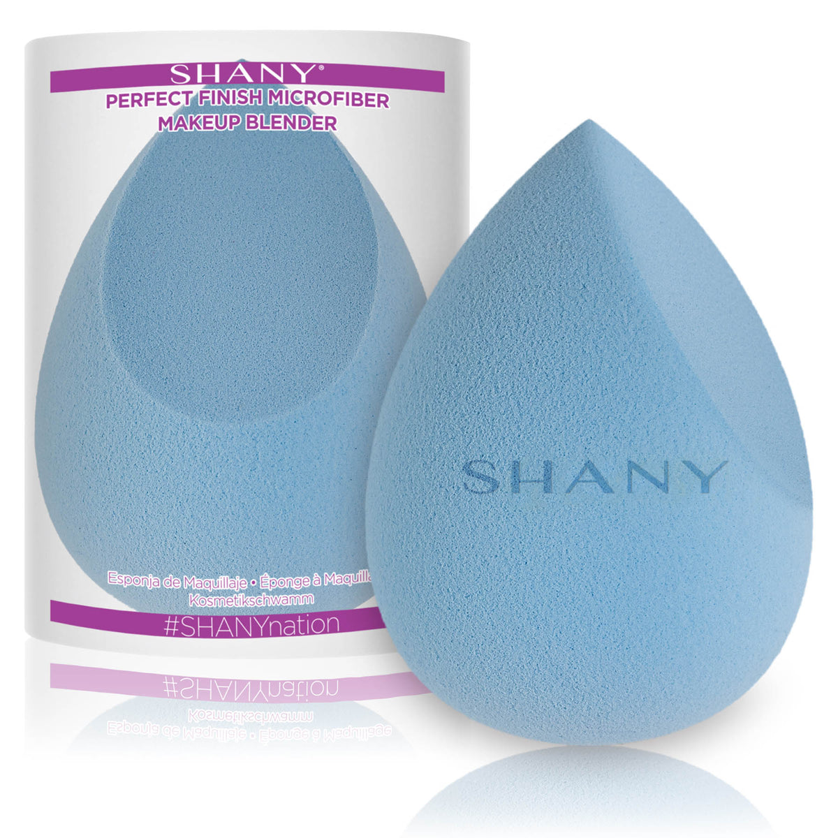 SHANY Perfect Finish Makeup Blender Sponge - Full Size Latex-Free Beauty Sponge Microfiber For Foundation, Beauty Details, and Blending - Blue - SHOP BLUE - APPLICATORS - ITEM# SH-BLENDER-A-BL