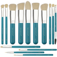 SHANY14 Piece Makeup Brush Set – Elite Cosmetics Brush Collection - Complete Kabuki , Eyes, Face, powder, foundation Makeup Brush Set - Turquoise - SHOP TURQUOISE - BRUSH SETS - ITEM# SH-BR0014-TR