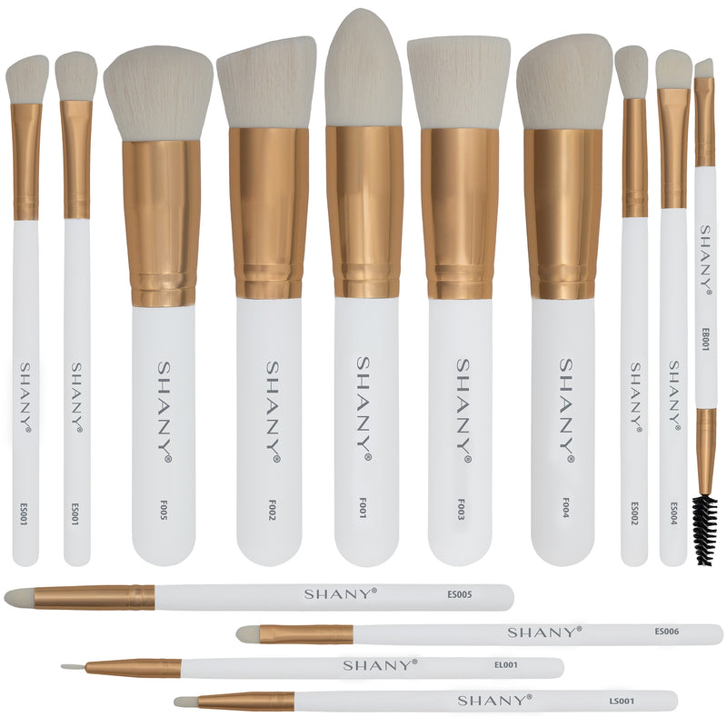 SHANY14 Piece Makeup Brush Set – Elite Cosmetics Brush Collection - Complete Kabuki , Eyes, Face, powder, foundation Makeup Brush Set - Cotton - SHOP COTTON - BRUSH SETS - ITEM# SH-BR0014-WH