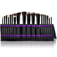 SHANY Makeup Brushes Artisan Easel Elite Cosmetics Make up Brush Set, Complete Kabuki Makeup Brush Set with Standing Convertible Makeup Brush Holder Storage - Black-18 pcs - SHOP BLACK PURPLE - BRUSH SETS - ITEM# SH-BR0018-BKC