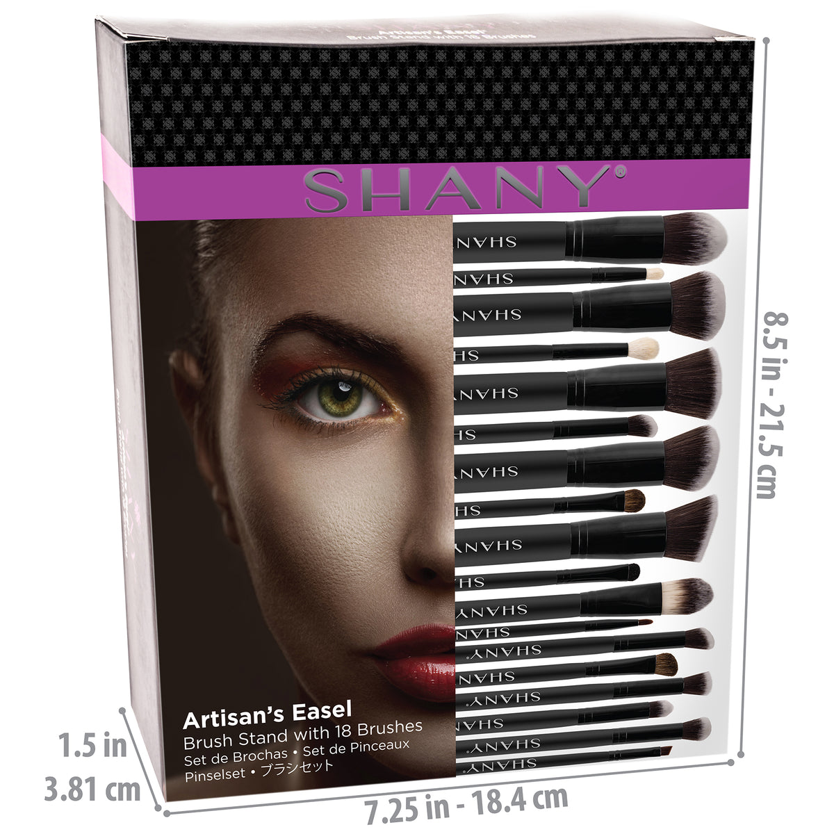 SHANY Black Artisan Easel Makeup Brush Set with Stand - BLACK PURPLE - ITEM# SH-BR0018-BKC - Best seller in cosmetics BRUSH SETS category