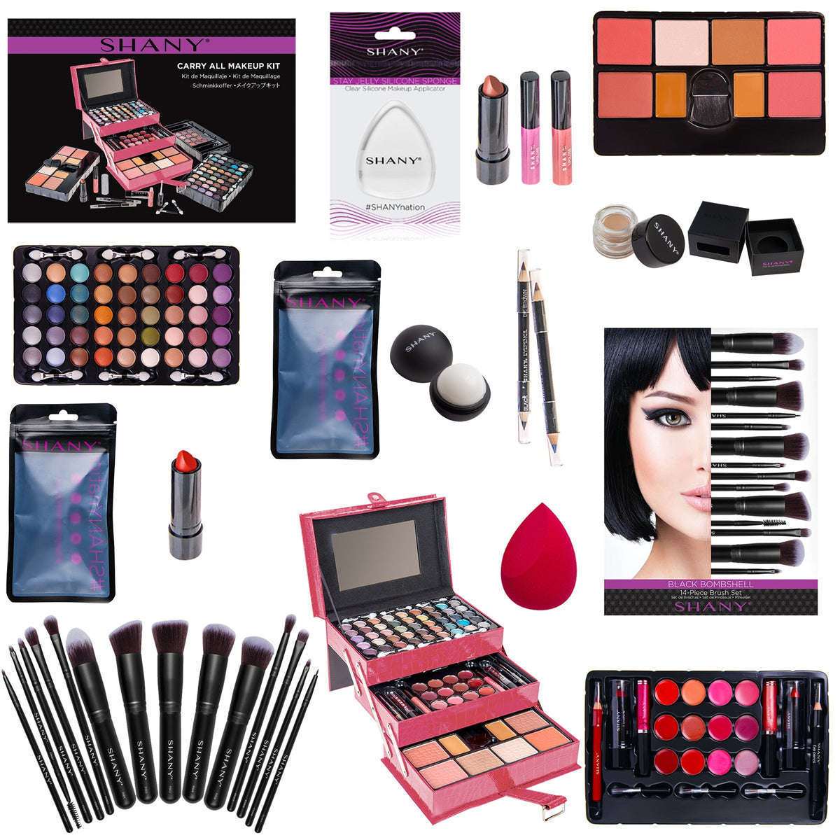 SHANY Holiday Makeup Bundle Set - Rizz - RIZZ - ITEM# SH-BUNDLE-8 - Makeup set train case Pre teen teens makeup set,first makeup set girls makeup 6 7 8 9 10 years old,Holiday Gift Set Beginner Makeup tools brush sets,67 41 teen preteen make up bundle all in one case,Christmas gift Dress-Up Toy pretend Makeup kit set - UPC# 810028464070