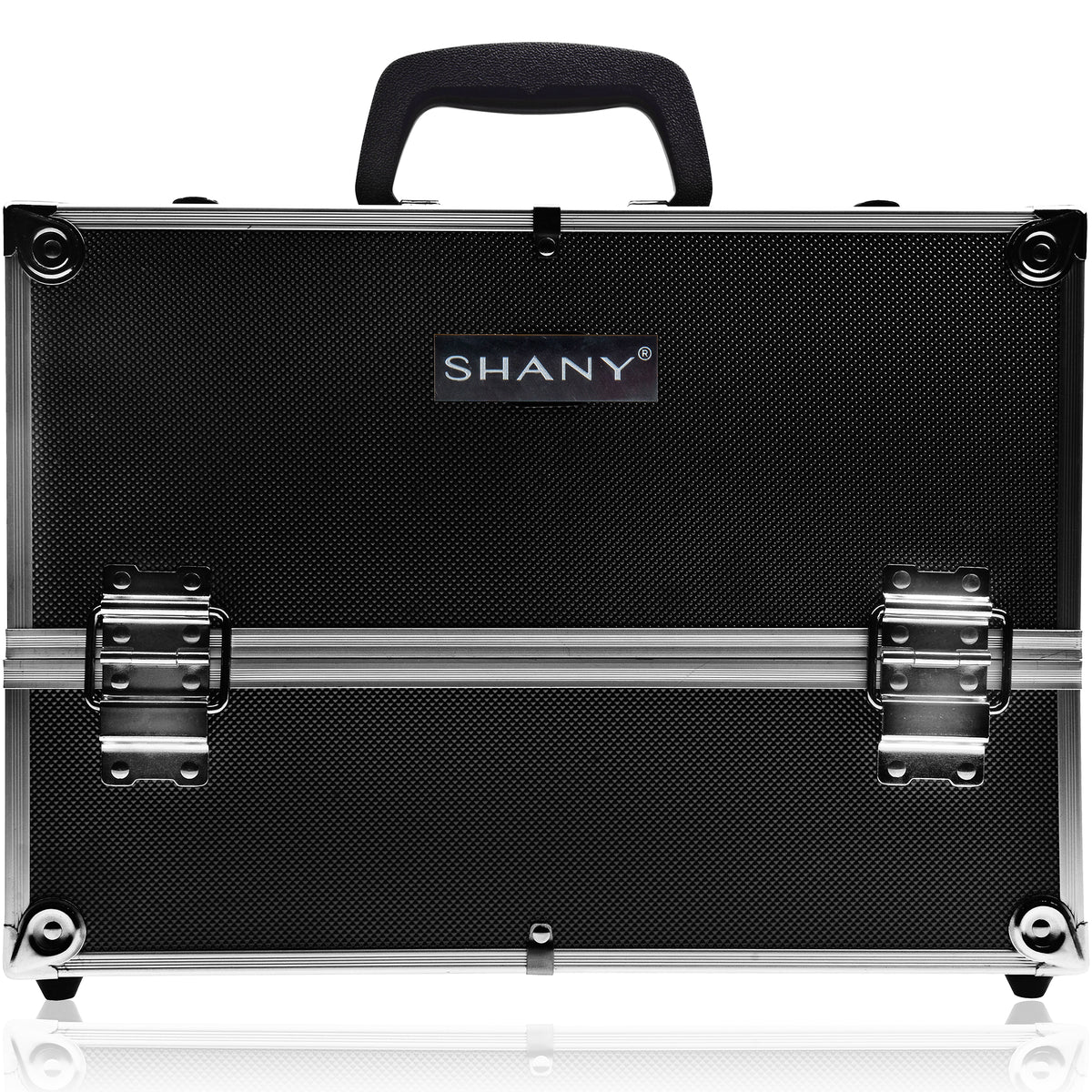 SHANY Essential Pro Makeup Train Case - Jet Black - JET BLACK - ITEM# SH-C005-BK - Makeup train cases bag organizer storage women kit,Professional large mini travel rolling toiletry,Joligrace ollieroo seya soho cosmetics holder box,Salon brush artist high quality water resistant,Portable carry trolley lipstic luggage lock key - UPC# 765573986006