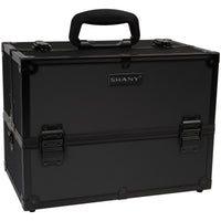 SHANY Essential Pro Makeup Train Case Cosmetic Box Portable Makeup Case Cosmetics Beauty Organizer Jewelry storage with Locks , Multi Compartments Makeup Box and Shoulder Strap - Onyx Black - SHOP ONYX BLACK - MAKEUP TRAIN CASES - ITEM# SH-C005-ONX