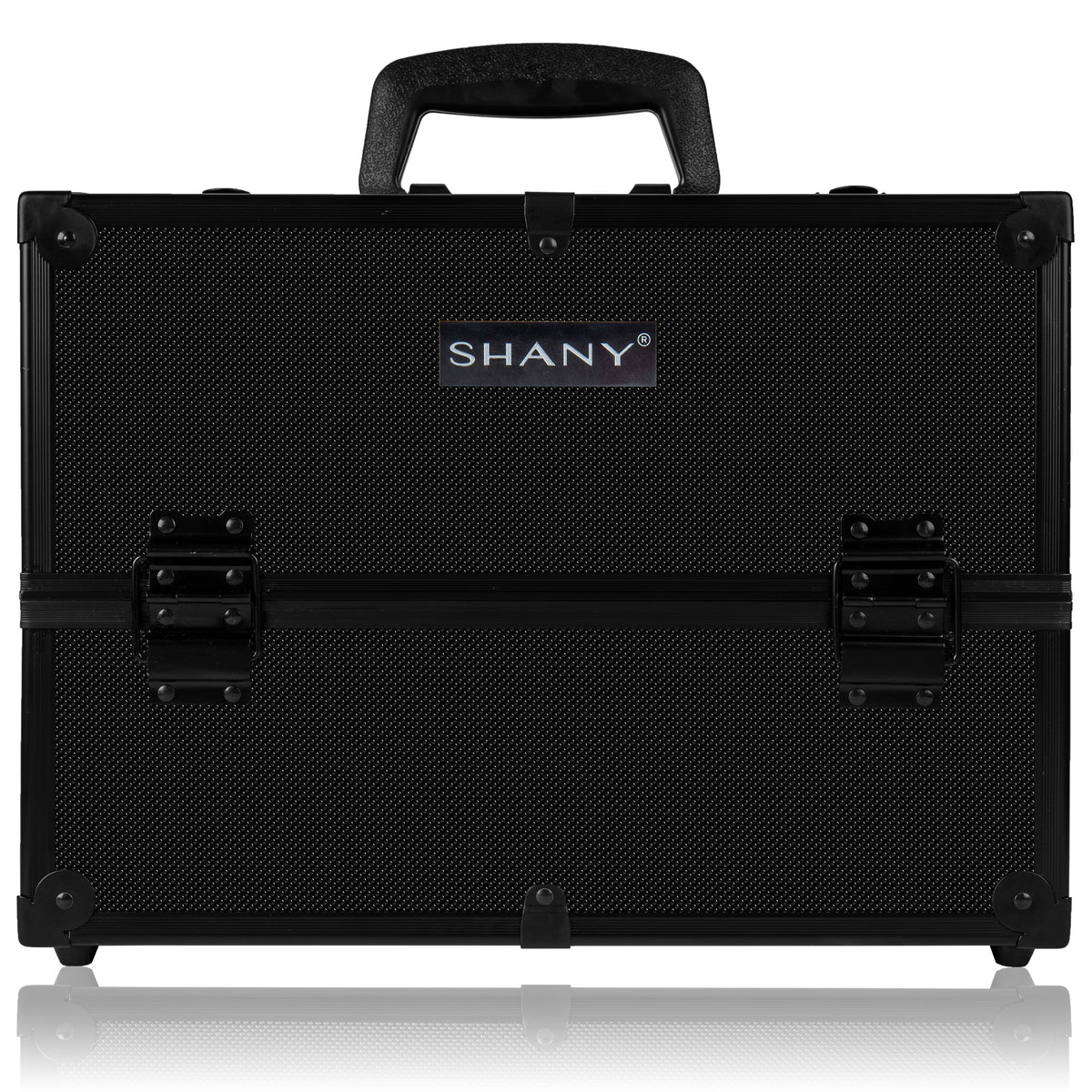 SHANY Essential Pro Makeup Train Case - Onyx Black - ONYX BLACK - ITEM# SH-C005-ONX - Makeup train cases bag organizer storage women kit,Professional large mini travel rolling toiletry,Joligrace ollieroo seya soho cosmetics holder box,Salon brush artist high quality water resistant,Portable carry trolley lipstic luggage lock key - UPC# 810028464780