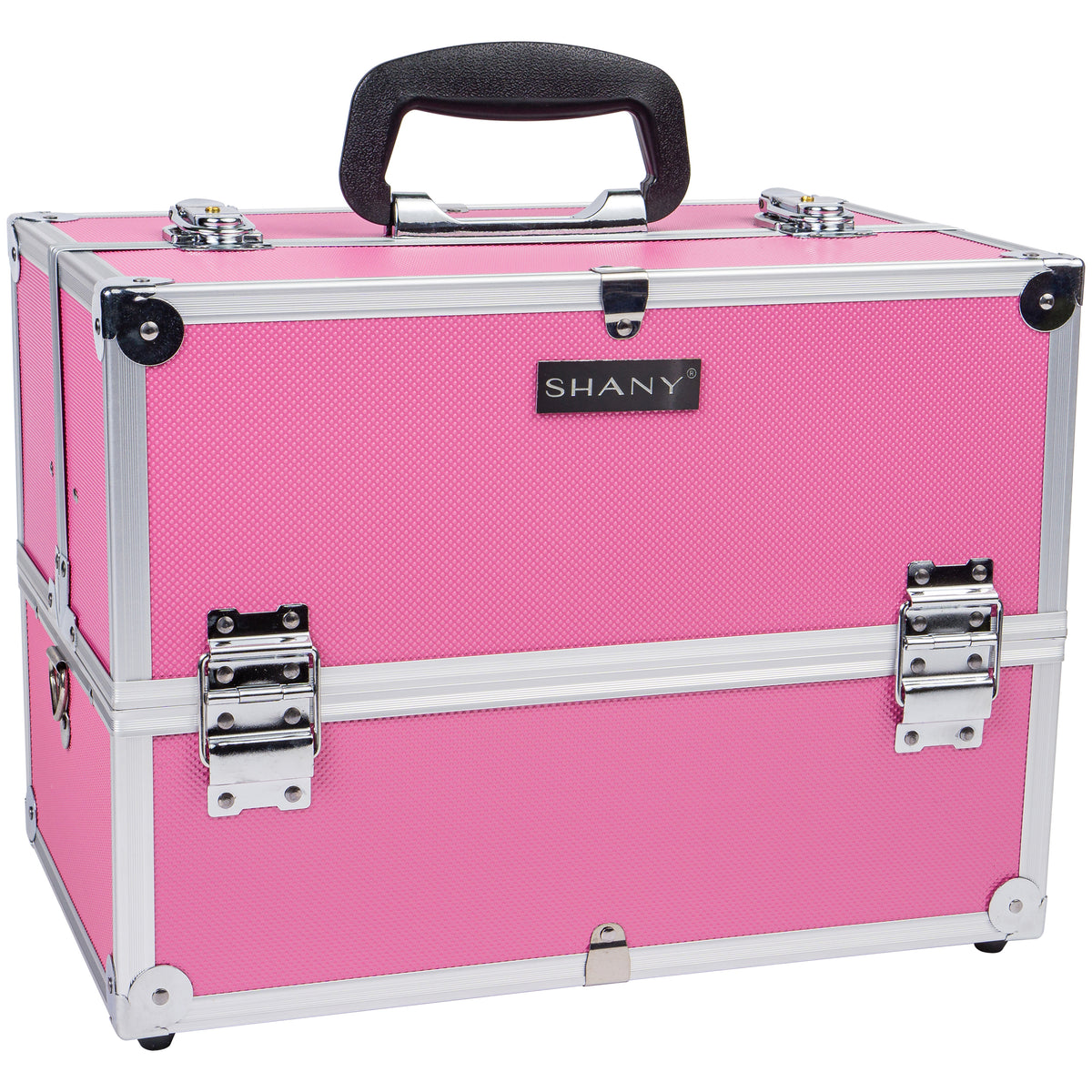 SHANY Essential Pro Makeup Train Case Cosmetic Box Portable Makeup Case Cosmetics Beauty Organizer Jewelry storage with Locks , Multi Compartments Makeup Box and Shoulder Strap - Soft Pink - SHOP SOFT PINK - MAKEUP TRAIN CASES - ITEM# SH-C005-SPK