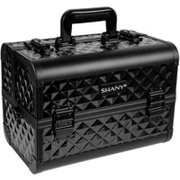 SHANY Premier Fantasy Professional Makeup Train Case Cosmetic Box Portable Make up Case Organizer Jewelry storage with Locks, 3 Trays , Makeup Brush Holder and Cosmetics Mirror - Onyx Black - SHOP ONYX BLACK - MAKEUP TRAIN CASES - ITEM# SH-C20-ONX