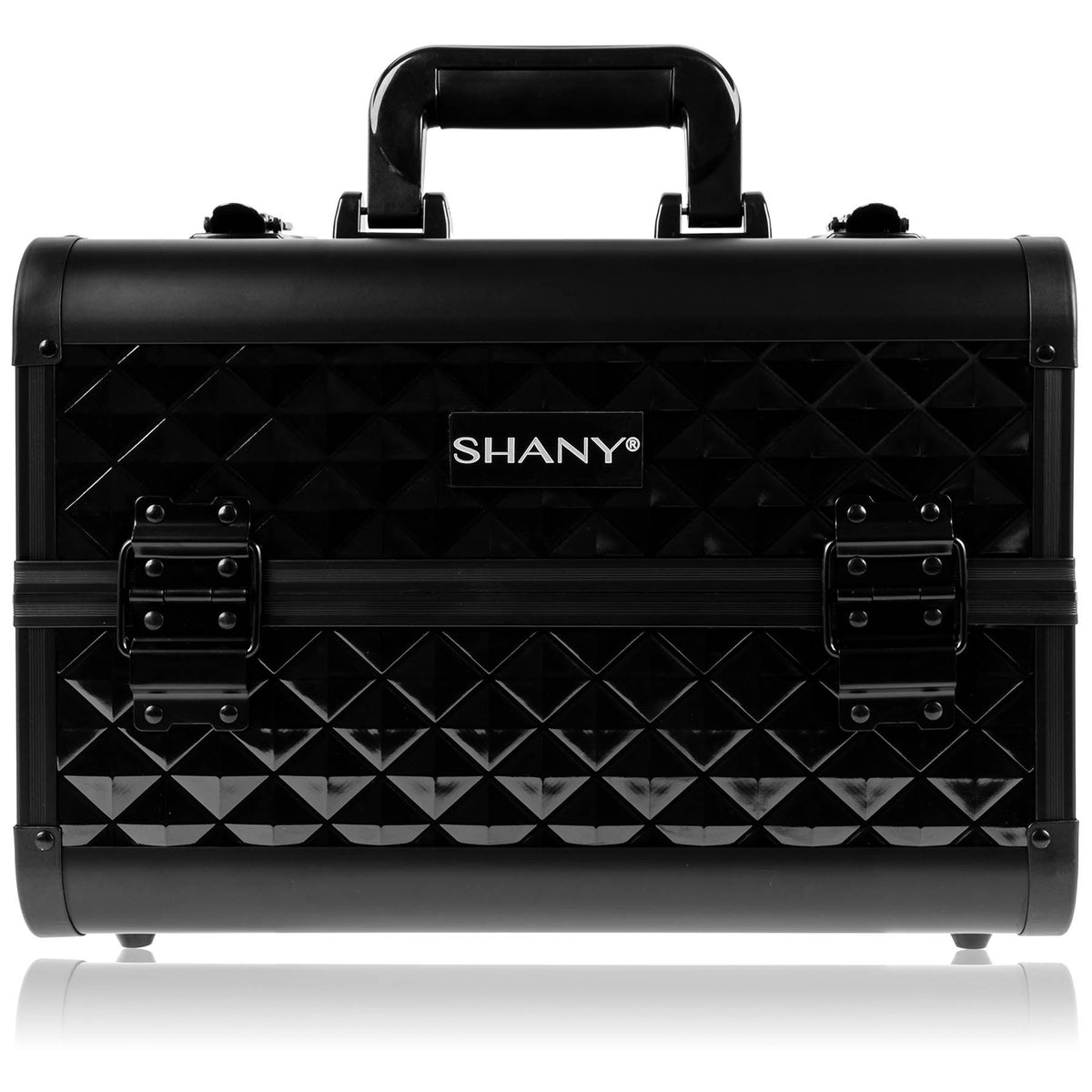 SHANY Fantasy Collection Makeup Train Case - Onyx Black - ONYX BLACK - ITEM# SH-C20-ONX - Makeup train cases bag organizer storage women kit,Professional large mini travel rolling toiletry,Joligrace ollieroo seya soho cosmetics holder box,Salon brush artist high quality water resistant,Portable carry trolley lipstic luggage lock key - UPC# 810028464810