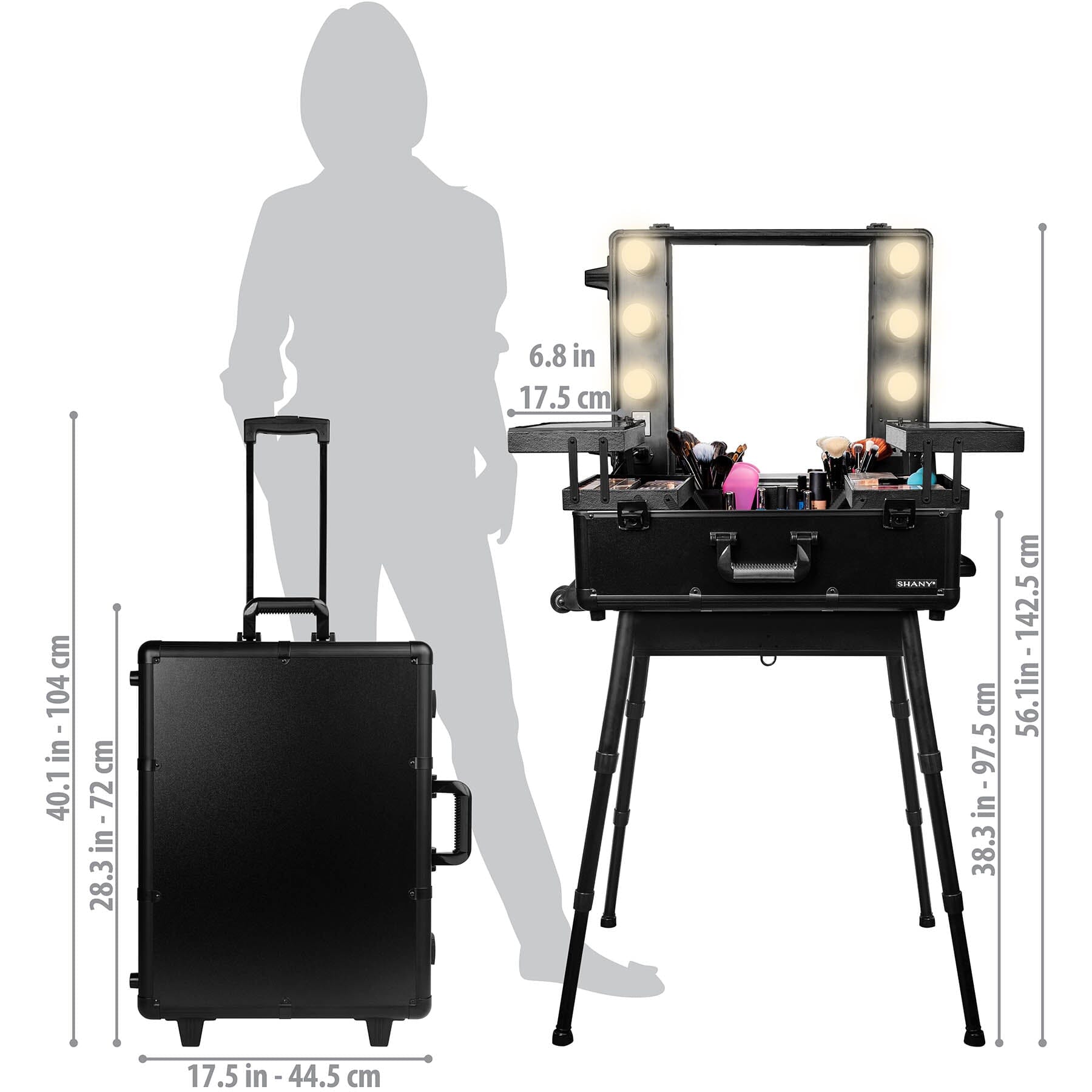 Studio ToGo Wheeled Trolley Makeup Case Organizer with Light