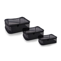 Portable Mesh Travel Makeup Bag Organizer - 3pc Set - SET - ITEM# SH-CL005-KIT - Cosmetic toiletry bag organizer pouch purse travel,Makeup women girls train case box storage holder,Kate spade victorias secret hello kitty lesportsac,Container handbag gadget zipper portable luggage,Large small hanging compartment professional kits - UPC# 810028464018