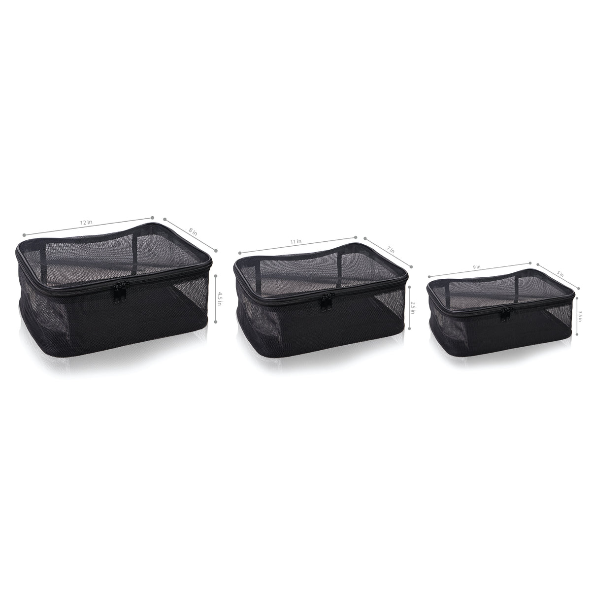 Portable Mesh Travel Makeup Bag Organizer - 3pc Set - SET - ITEM# SH-CL005-KIT - Best seller in cosmetics MESH BAGS category