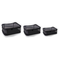 Portable Mesh Travel Makeup Bag Organizer - 3pc Set - SET - ITEM# SH-CL005-KIT - Best seller in cosmetics MESH BAGS category