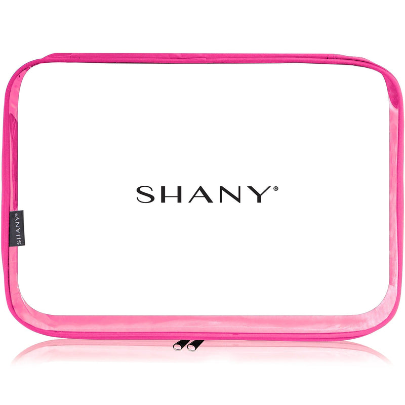 SHANY Cosmetics Large Organizer Pouch - PINK - PINK - ITEM# SH-CL006-L-PK - Clear travel makeup cosmetic bags carry Toiletry,PVC Cosmetic tote bag Organizer stadium clear bag,travel packing transparent space saver bags gift,Travel Carry On Airport Airline Compliant Bag,TSA approved Toiletries Cosmetic Pouch Makeup Bags - UPC# 810028461321