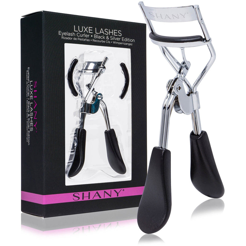 SHANY Luxe Lashes Eyelash Curler - Professional Makeup Tool With Two Silicone Replacement Pads, Gentle Curl, Crease-Free, No Pinching Or Pulling, Lightweight Design For Easy Travel - JET BLACK - SHOP JET BLACK - EYELASH CURLER - ITEM# SH-EC900-A