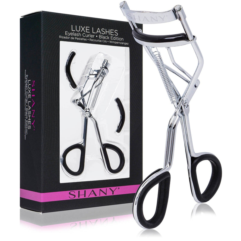 SHANY Luxe Lashes Eyelash Curler - Professional Makeup Tool With Two Silicone Replacement Pads, Gentle Curl, Crease-Free, No Pinching Or Pulling, Lightweight Design For Easy Travel - BLACK - SHOP BLACK - EYELASH CURLER - ITEM# SH-EC900-C