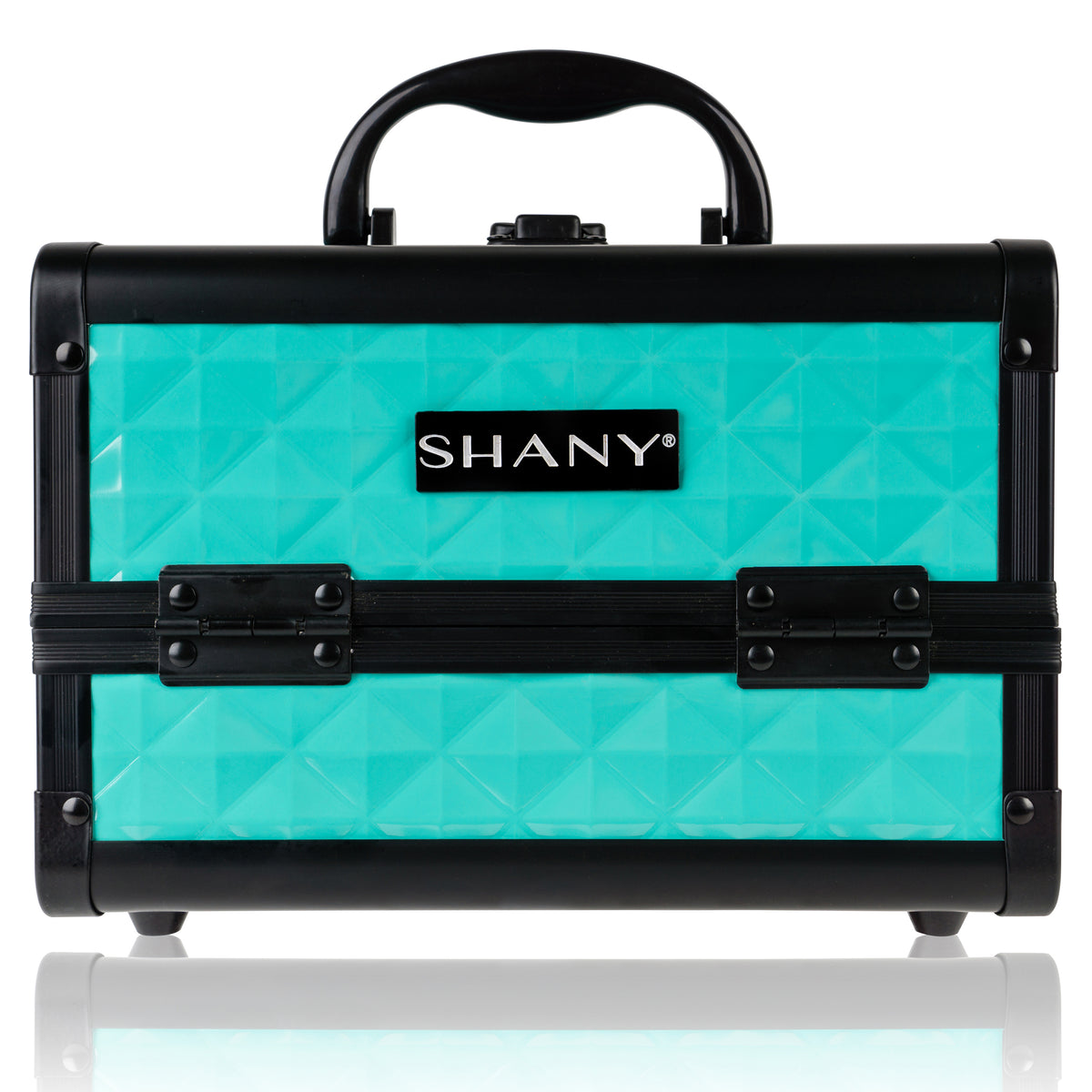 SHANY Chic Makeup Train Case Cosmetic Box Portable Makeup Case Cosmetics Beauty Organizer Jewelry storage with Locks , Multi trays Makeup Storage Box with Makeup Mirror - Aqua - SHOP AQUA - MAKEUP TRAIN CASES - ITEM# SH-M1001-AQU