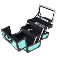 SHANY Makeup Train Case W/ Mirror - Aqua - AQUA - ITEM# SH-M1001-AQU - Makeup train cases bag organizer storage women kit,Professional large mini travel rolling toiletry,Joligrace ollieroo seya soho cosmetics holder box,Salon brush artist high quality water resistant,Portable carry trolley lipstic luggage lock key - UPC# 810028464933