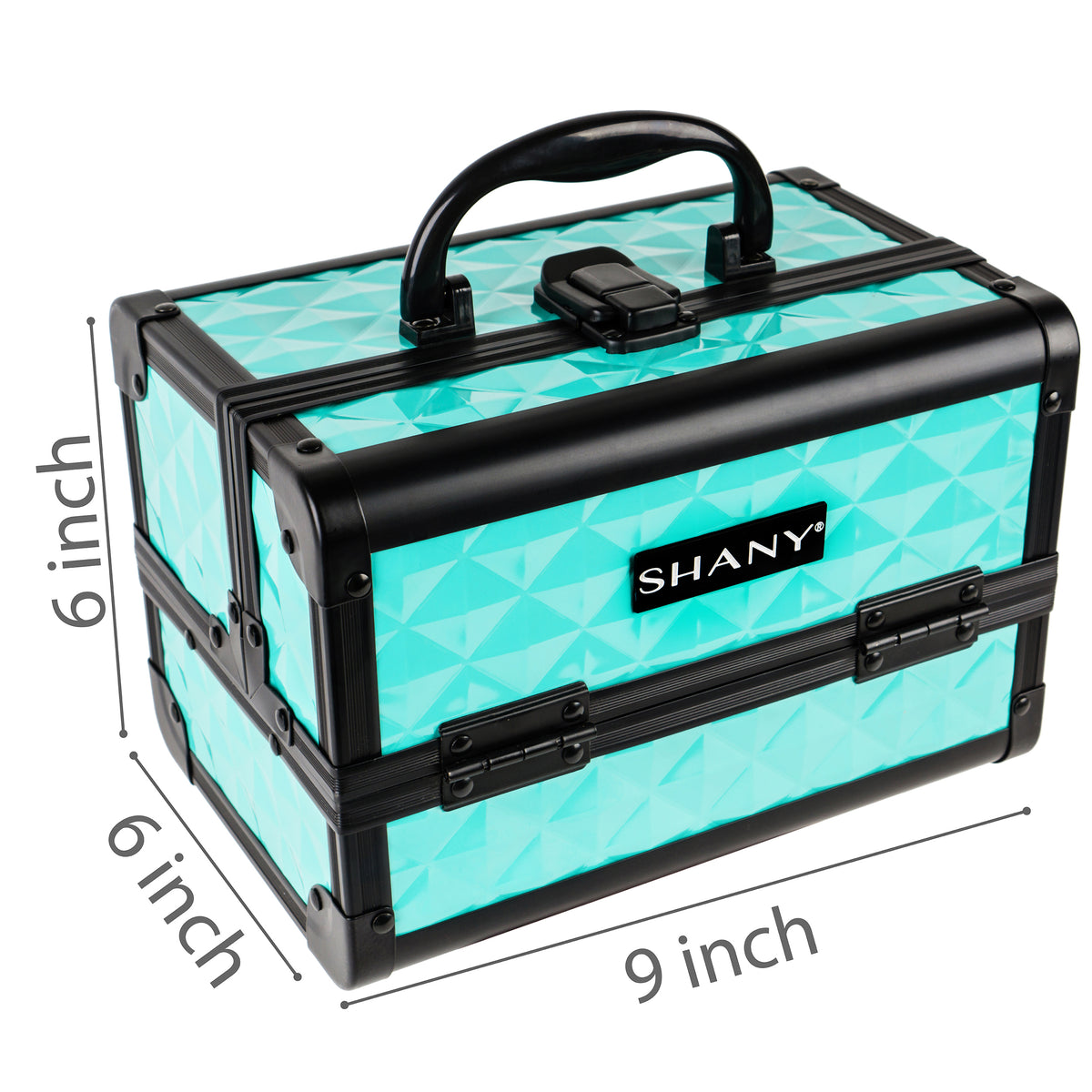 SHANY Makeup Train Case W/ Mirror - Aqua - AQUA - ITEM# SH-M1001-AQU - Best seller in cosmetics MAKEUP TRAIN CASES category