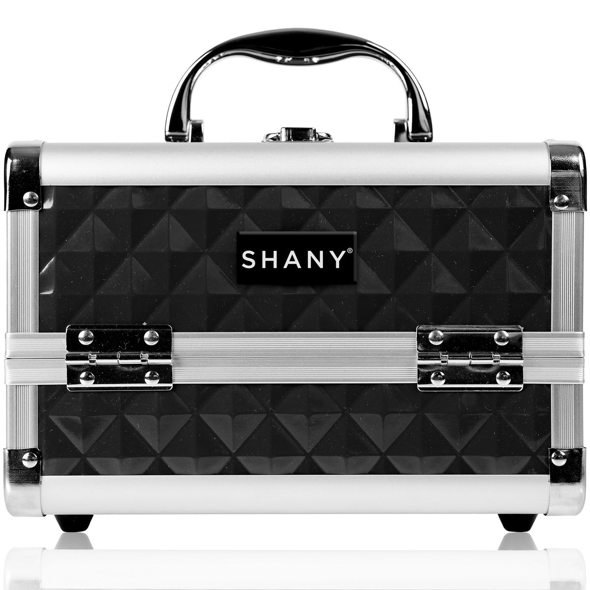 SHANY Chic Makeup Train Case Cosmetic Box Portable Makeup Case Cosmetics Beauty Organizer Jewelry storage with Locks , Multi trays Makeup Storage Box with Makeup Mirror - Black - SHOP BLACK - MAKEUP TRAIN CASES - ITEM# SH-M1001-BK