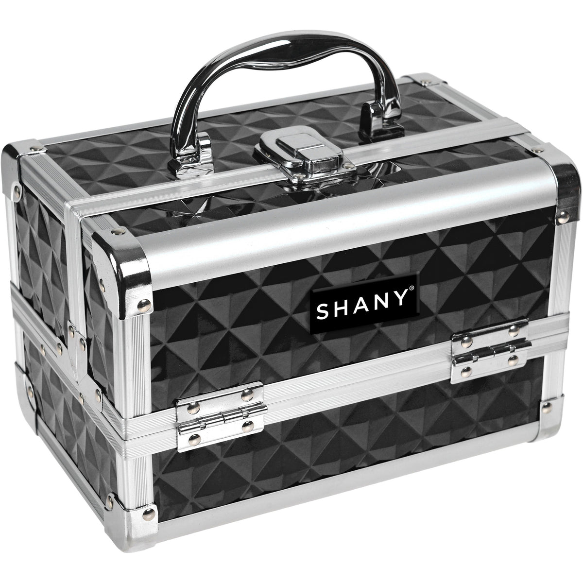 SHANY Makeup Train Case W/ Mirror -  Black - BLACK - ITEM# SH-M1001-BK - Makeup train cases bag organizer storage women kit,Professional large mini travel rolling toiletry,Joligrace ollieroo seya soho cosmetics holder box,Salon brush artist high quality water resistant,Portable carry trolley lipstic luggage lock key - UPC# 738435231194