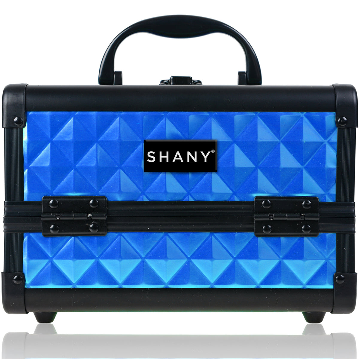 SHANY Chic Makeup Train Case Cosmetic Box Portable Makeup Case Cosmetics Beauty Organizer Jewelry storage with Locks , Multi trays Makeup Storage Box with Makeup Mirror - Peacock Blue - SHOP PEACOCK BLUE - MAKEUP TRAIN CASES - ITEM# SH-M1001-BL