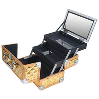 SHANY Makeup Train Case W/ Mirror - Goldie - GOLDIE - ITEM# SH-M1001-GLD - Makeup train cases bag organizer storage women kit,Professional large mini travel rolling toiletry,Joligrace ollieroo seya soho cosmetics holder box,Salon brush artist high quality water resistant,Portable carry trolley lipstic luggage lock key - UPC# 810028464926